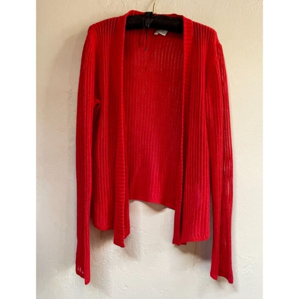 MaxMara Womens Open Front Cardigan Sweater Medium Red Pure Cashmere Lightweight